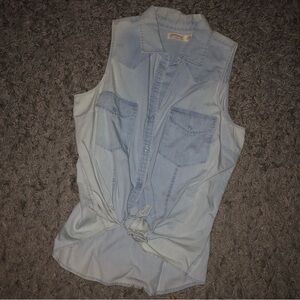 Faded Glory Button Down Sleeveless Top, Size L, New Without Tags